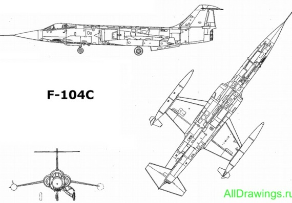 Lockheed F-104 Starfighter чертежи (рисунки) самолета